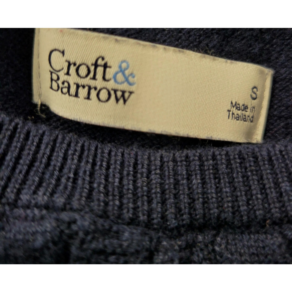 Sweater Vest Womens S Navy Blue Pointelle Knit Sleeveless Preppy Croft & Barrow - Picture 3 of 12